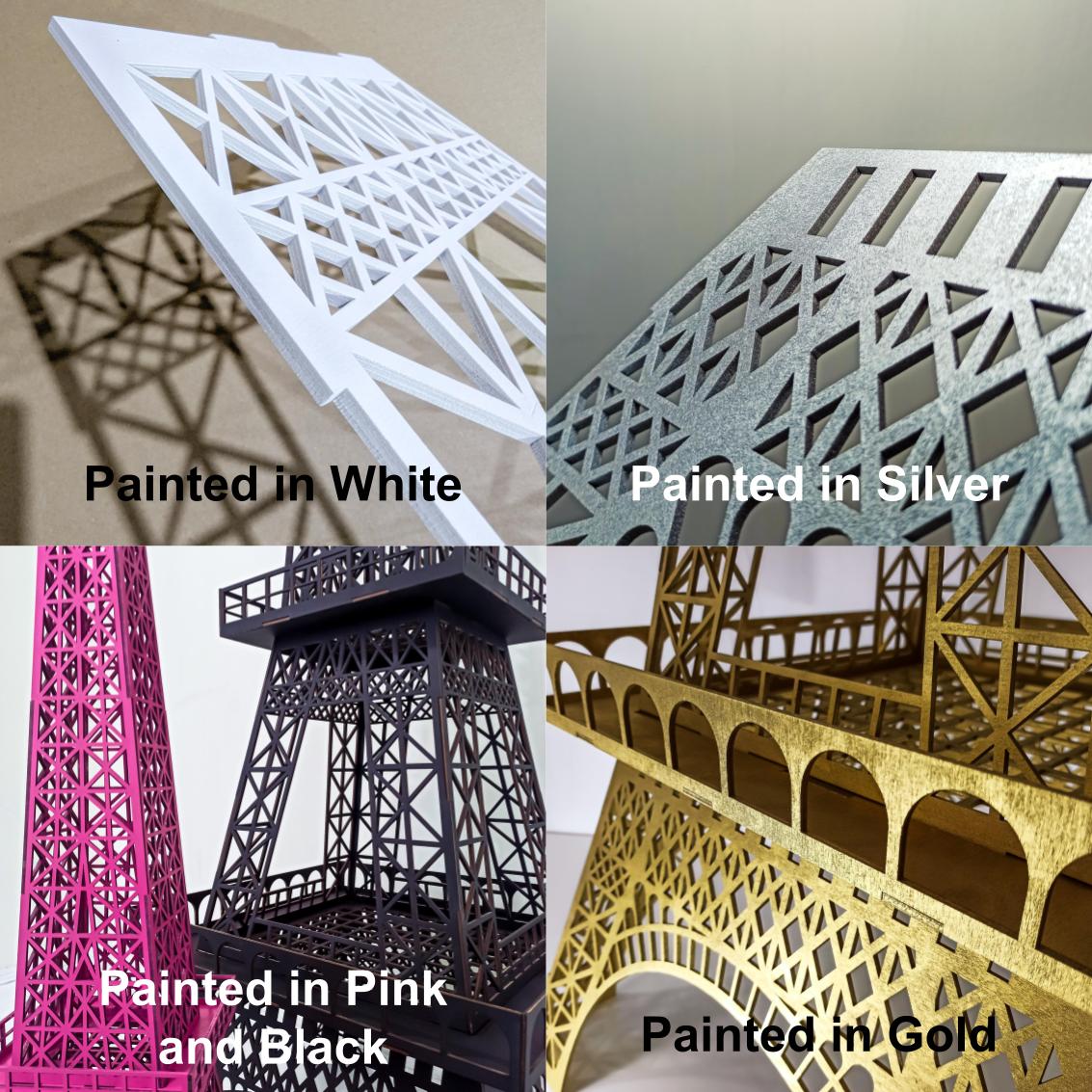 Gold Eiffel Tower 3D sculpture statue large huge life size wood wooden wedding birthday flower home decor golden arch backdrop Paris - MakerUA