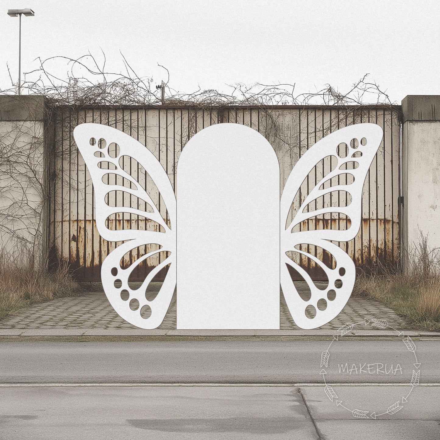 Butterfly Backdrop for wedding birthday decorations event party prop shop photo booth foldable white flower floral stand arch decor - MakerUA