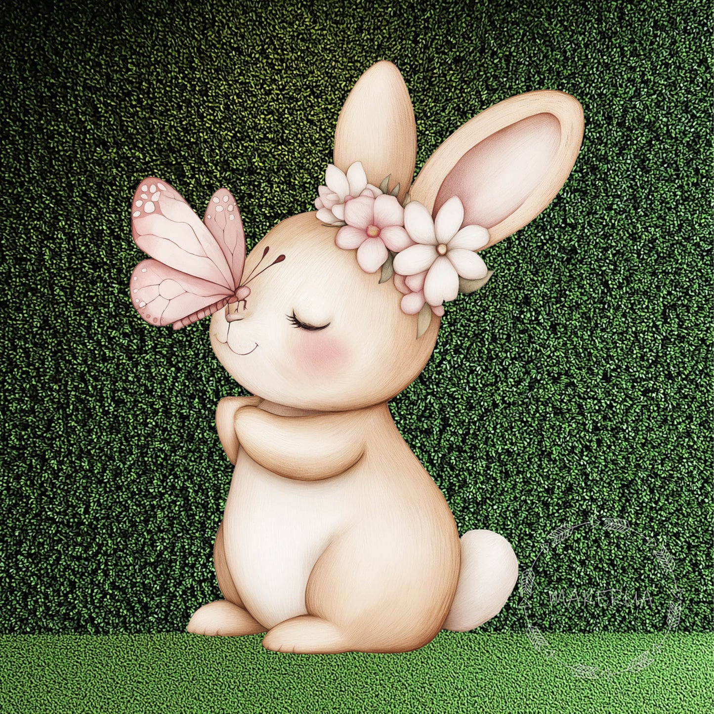 Bunny with Butterfly Printed Decor for Birthday Wedding Girl Baby Shower Cute Rabbit Animal Cutouts Party Props Decorations - MakerUA