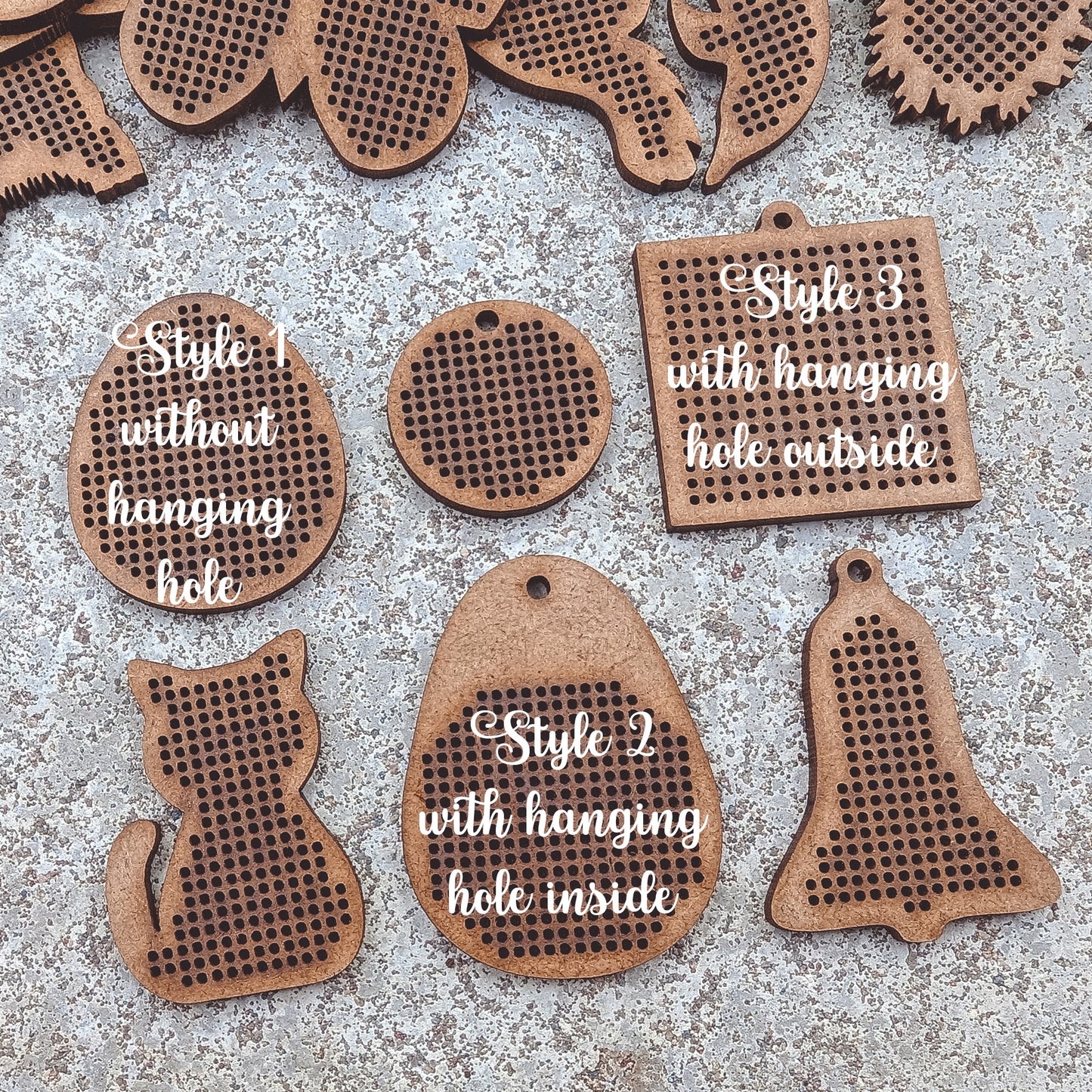 Set of 8 Cross Stitch Blank cat embroidery decorations pendant wooden shapes for DIY jewelry cute gift wood bead hobby thread home decor ornaments needlecraft style - MakerUA
