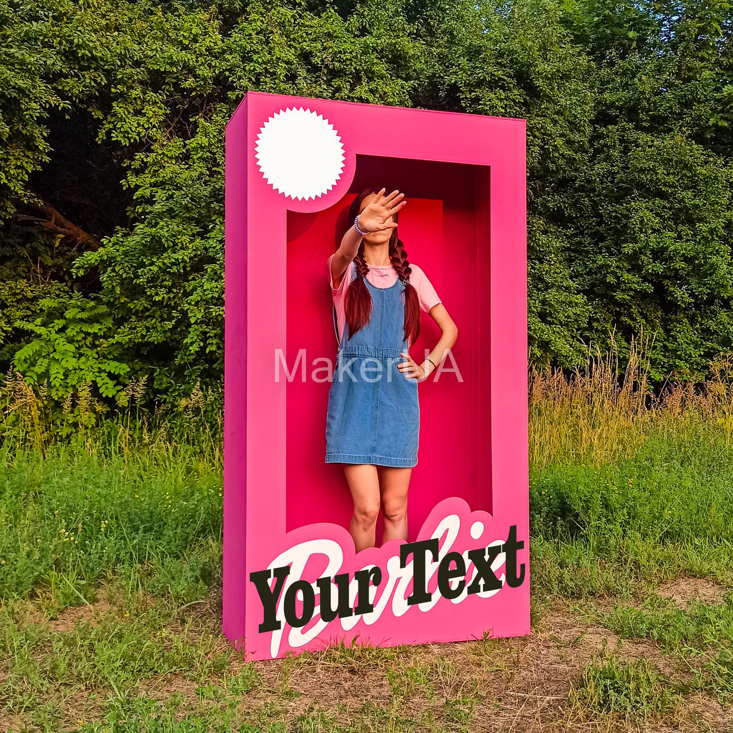 Pink Photo Box Decorations Birthday Party Prop Frame Life Size Lifesize Personalized Name Girl Booth Custom Decor - MakerUA