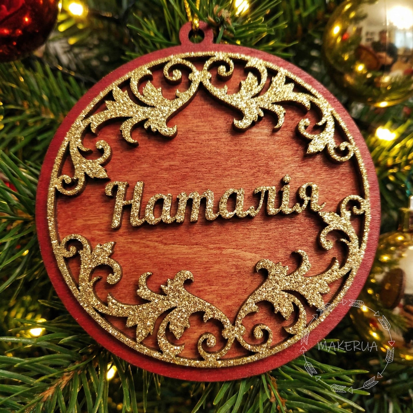 Personalized Christmas Ornaments Name Wooden Decorations Tree Hanging Kindergarten Gift Classmate Preschool Keepsake Teacher Student Decor Style A - MakerUA