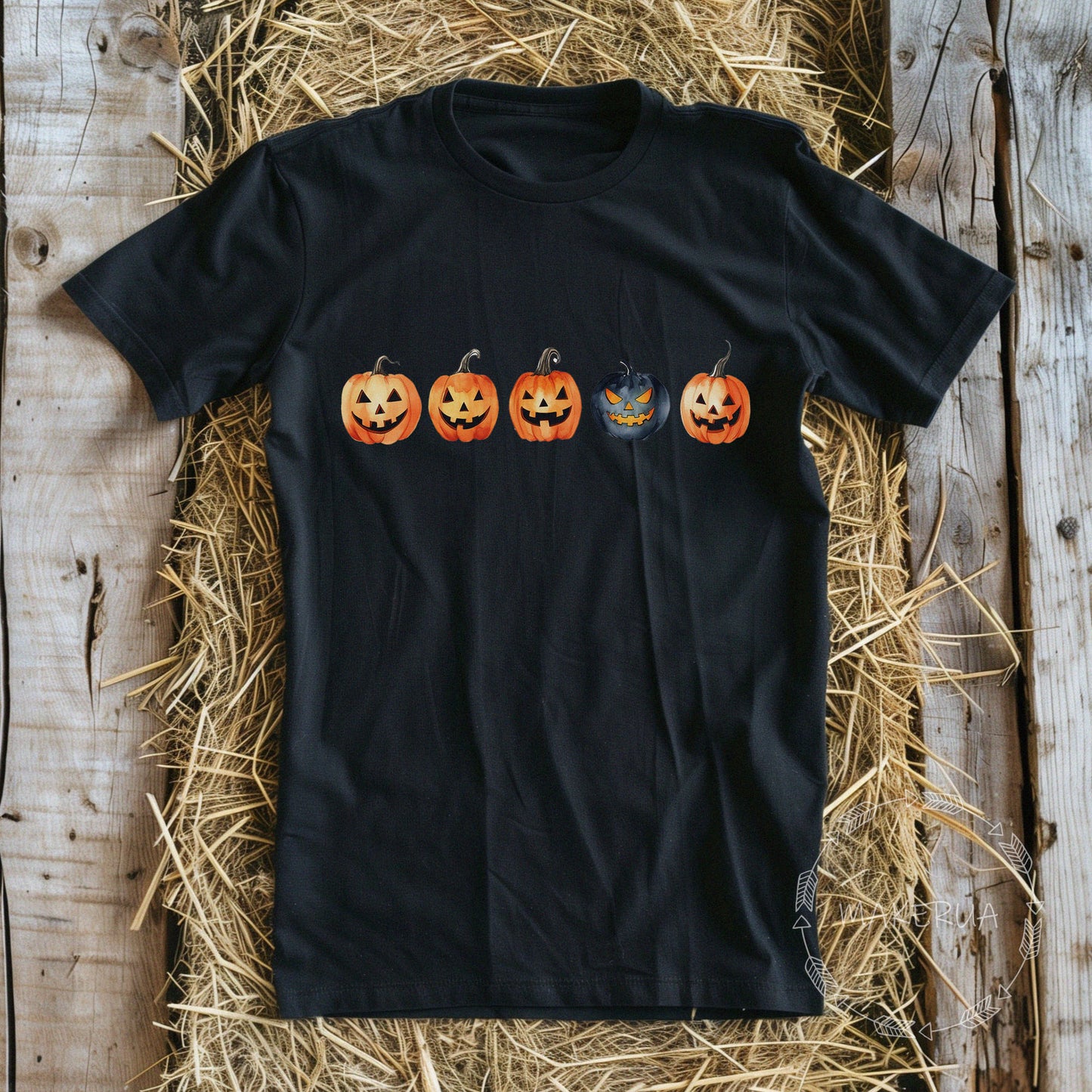 T-shirt pumpkin halloween autumn farm style white black tee shirt print gift birthday - MakerUA