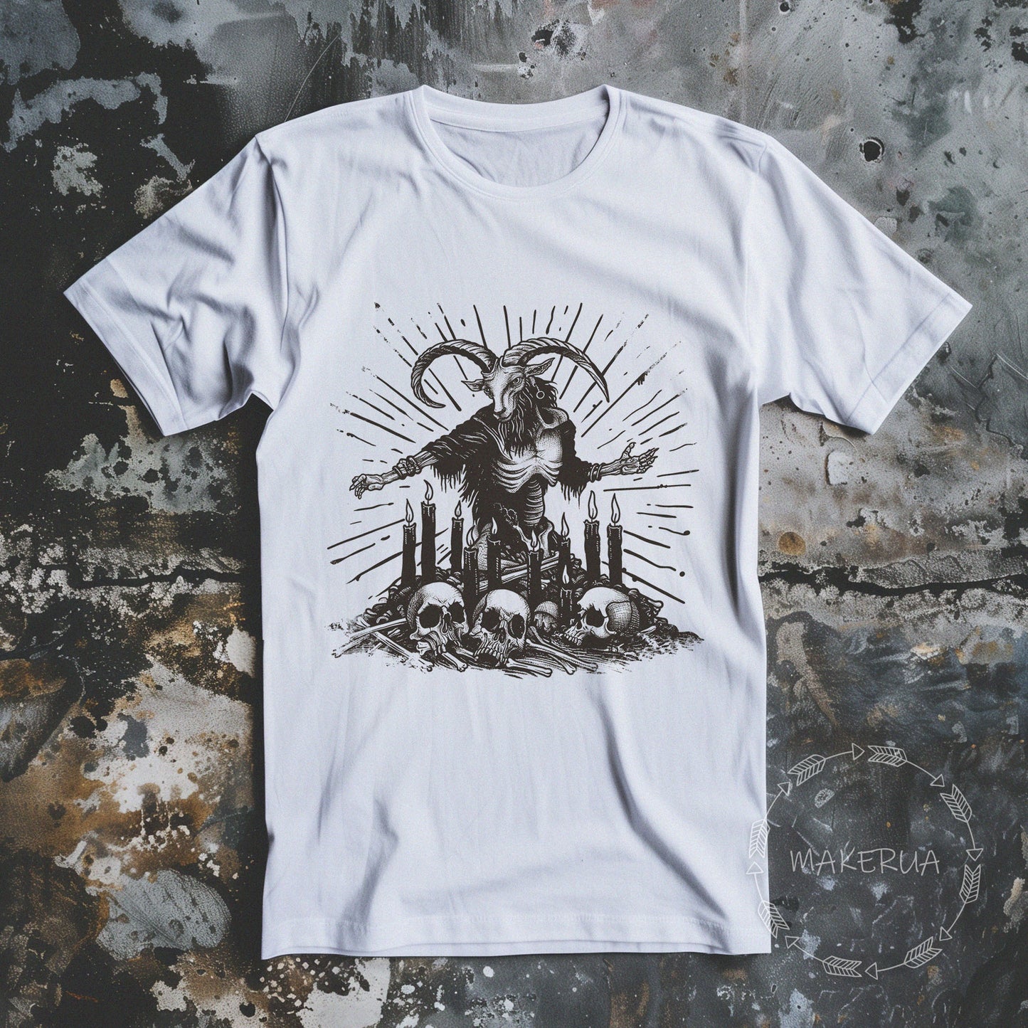 T-shirt demon devil occultism punk ritual white black cotton tee shirt print gift birthday - MakerUA