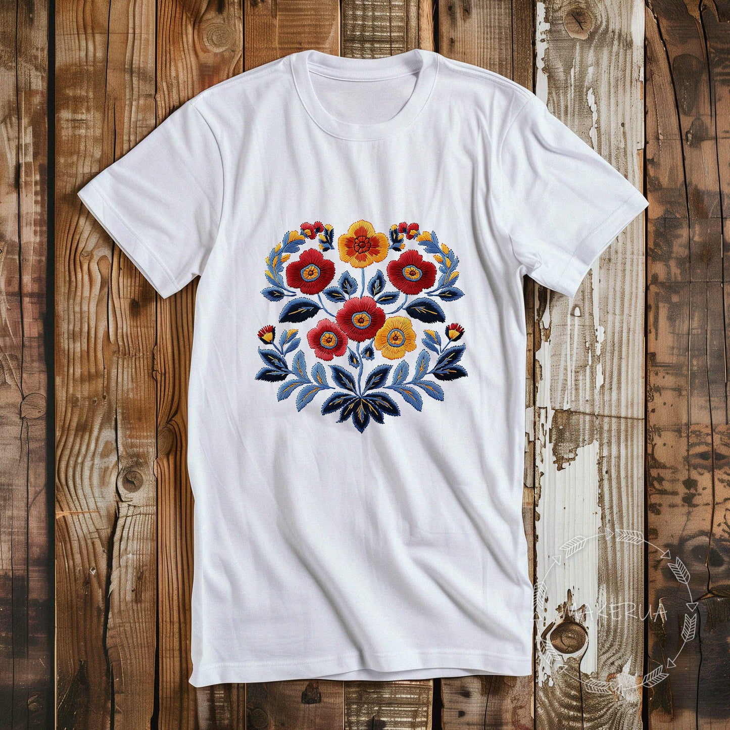 T-shirt ukraine embroidery style white black tee shirt print gift birthday - MakerUA