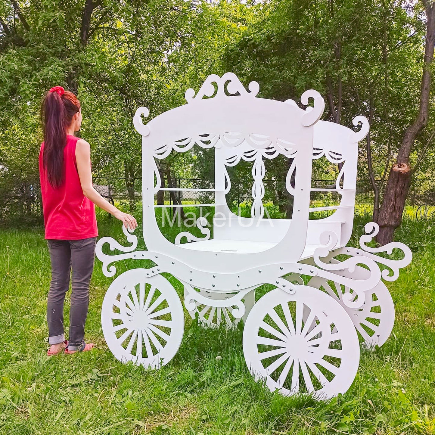Sweet Cart Cake Stand Display Princess Carriage event Wedding сoach Birthday sweet table castle Candy Cart with wheels party prop decor - MakerUA