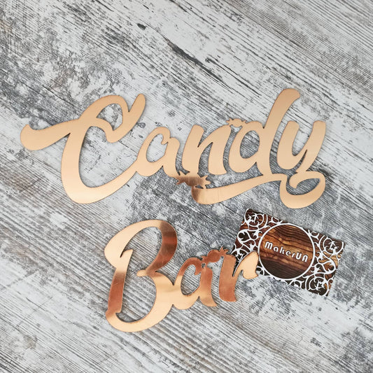 Text Candy Bar decorations celebration table wall hanging sign white gold silver garland banner flag event sweet 16 18 birthday party supplies props shop style photo booth decor - MakerUA