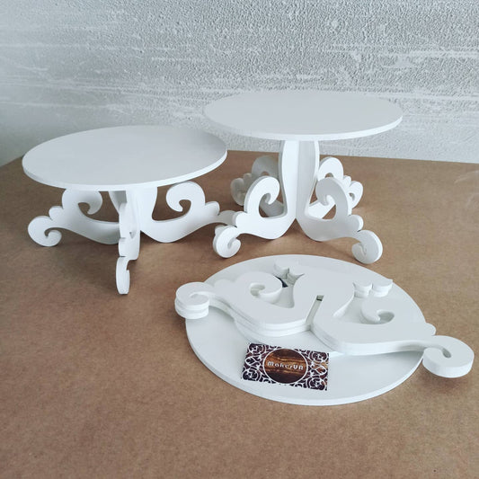 Round candy bar sweet stand cake parties birthday white boho wedding table wooden wintage decorations buffet cart party delights cupcake tray treats decor - MakerUA