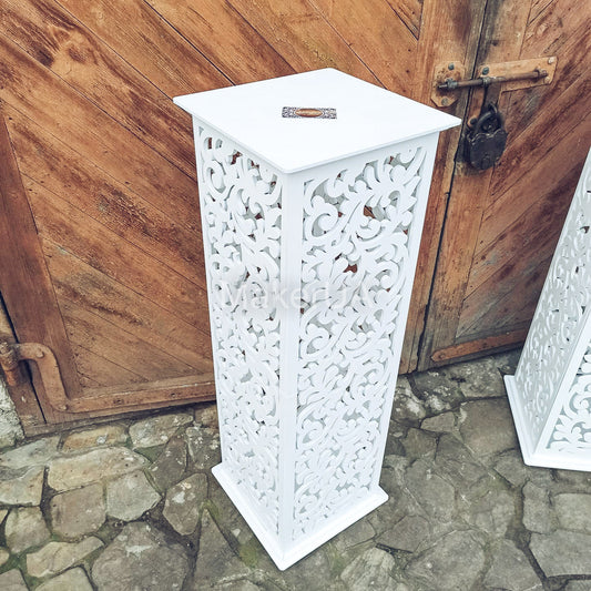 Column pedestal pillar plinth stand table display cylinder cake flower goods wedding birthday baby shower event party prop shop photo booth themed white rustic boho style decor decorations - MakerUA