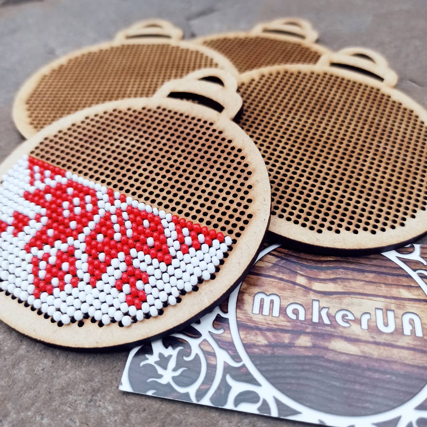Wooden Cross Stitch Blank Base Embroidery Christmas Tree Ornaments Decorations Pendant DIY Jewelry Gift Bead Thread Needlecraft Shape Butterfly Style SetF5 - MakerUA
