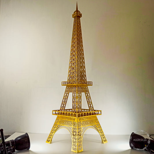 Gold Eiffel Tower 3D sculpture statue large huge life size wood wooden wedding birthday flower home decor golden arch backdrop Paris - MakerUA