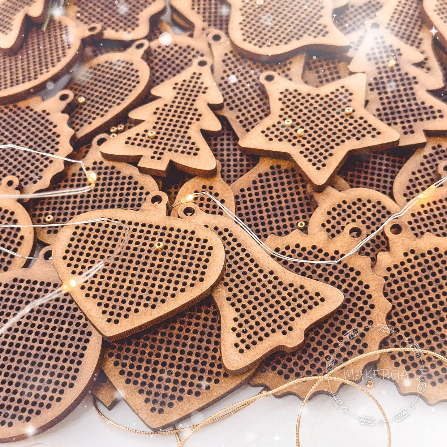 Wooden Cross Stitch Blank Base Embroidery Christmas Tree Ornaments Decorations Pendant DIY Jewelry Gift Bead Thread Needlecraft Shape Butterfly Hole 1mm S1 - MakerUA