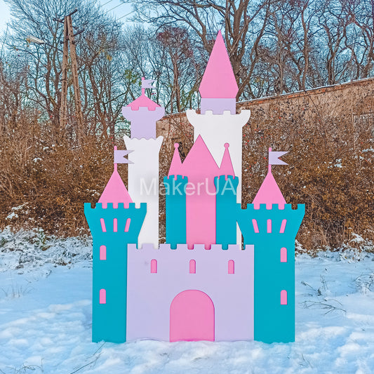 Princess Castle Backdrop Decorations girl birthday event party prop decor fairy tale sign table chair bed wall huge themed play room - MakerUA