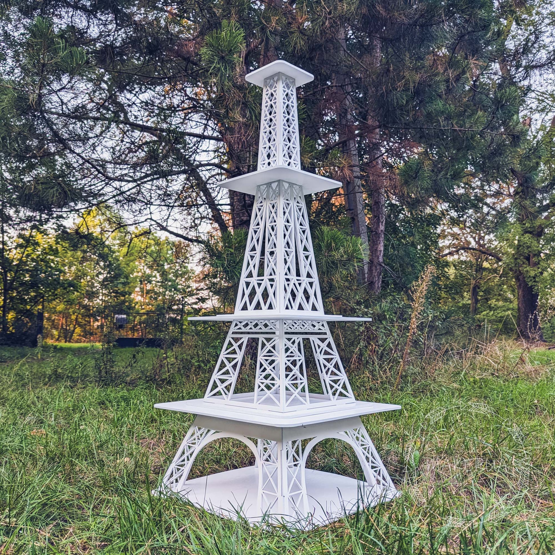 White Eiffel Tower Cake Stand Display Table Buffet Market Dessert Cupcake Sweet Candy Cart Bar Donut Party Props Birthday Wedding Christmas Decor - MakerUA