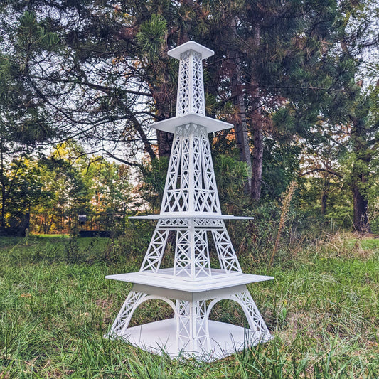 White Eiffel Tower Cake Stand Display Table Buffet Market Dessert Cupcake Sweet Candy Cart Bar Donut Party Props Birthday Wedding Christmas Decor - MakerUA