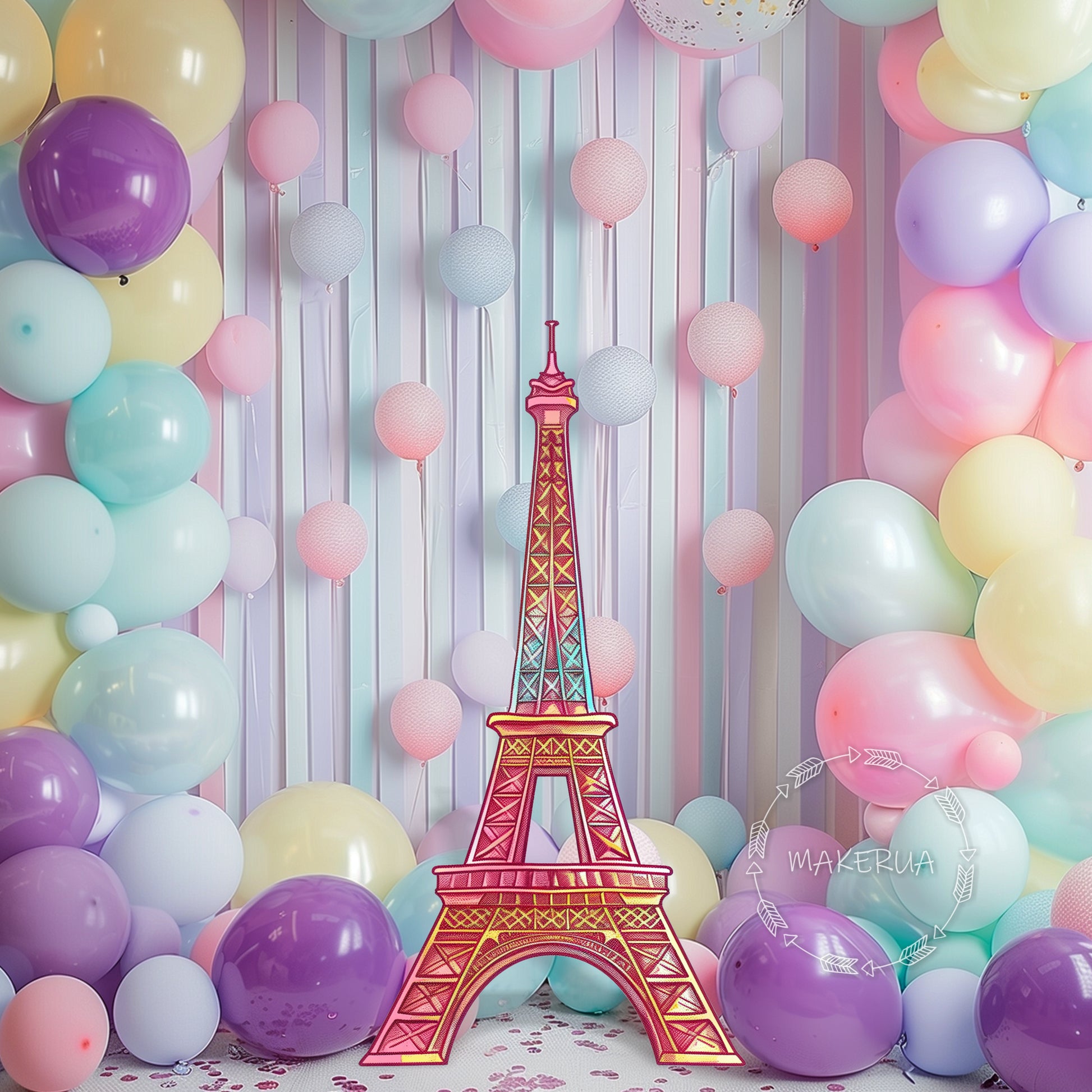 Eiffrl Tower for birthday wedding party decorations with uv print - MakerUA