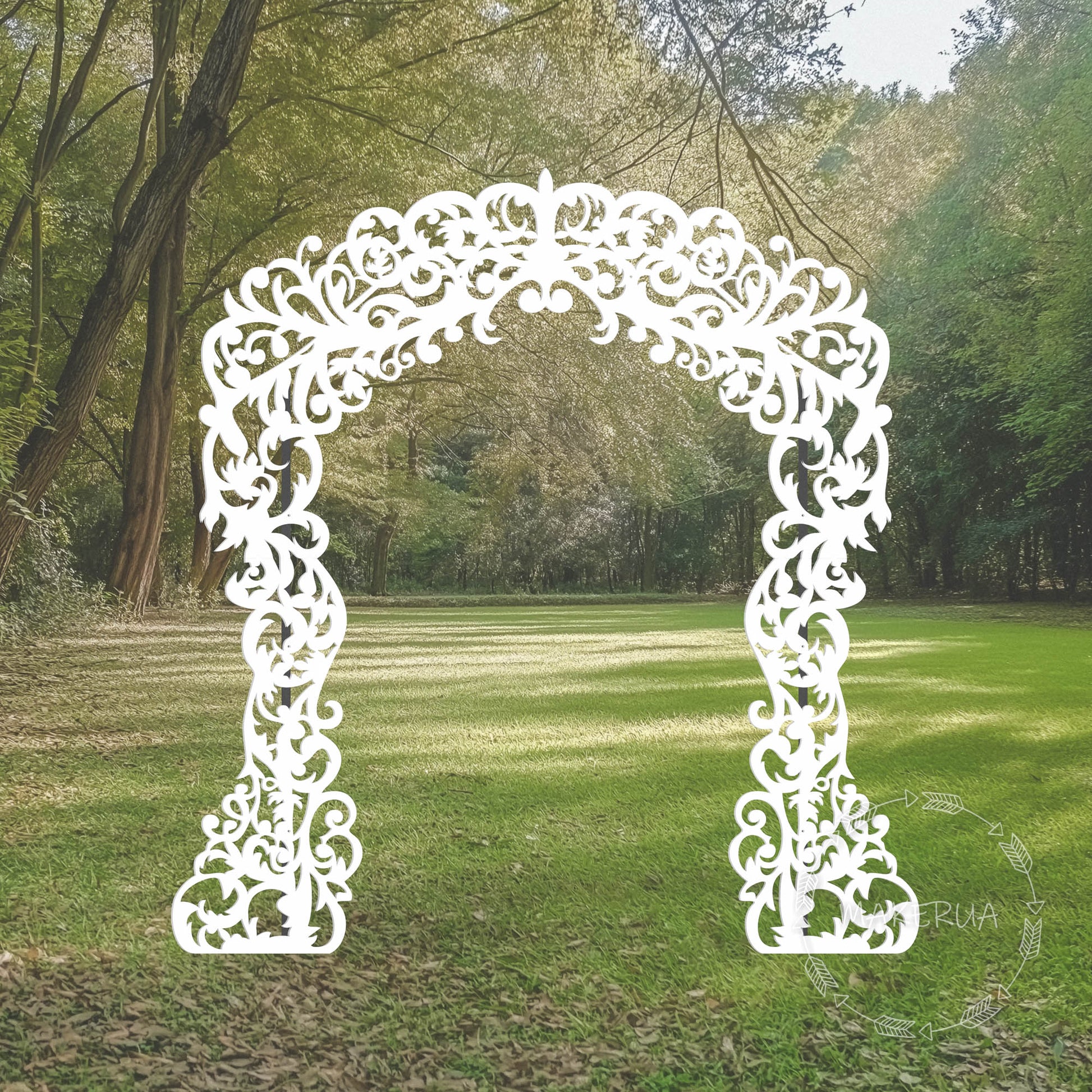 Arch for Wedding Ceremony Birthday Party White Arbor Openwork Lace Ornate Backdrop Decorations Decor Style 22 - MakerUA