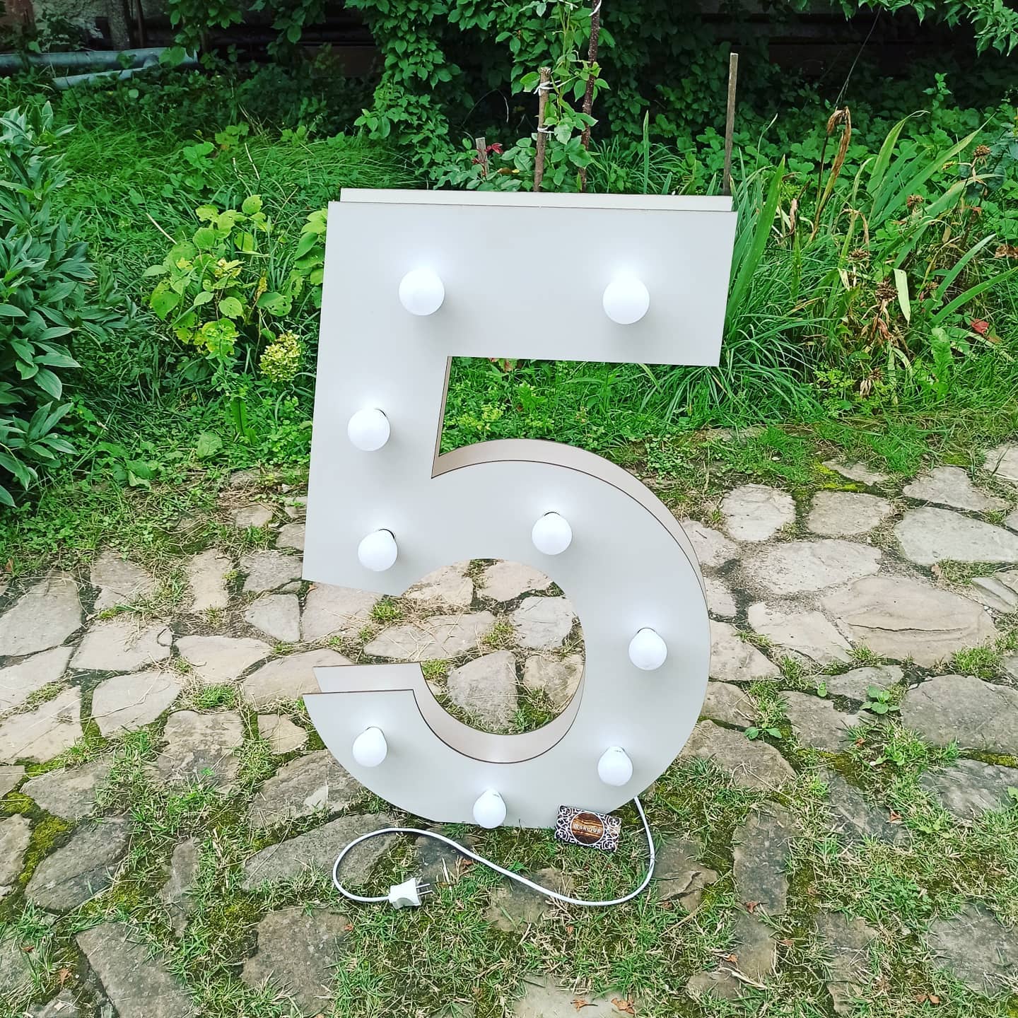 Number 5 Five birthday 1m (3.3ft) + LED Light Bulbs marquee numbers neon sign backdrop white decoration large giant big party props decor NHW5 - MakerUA