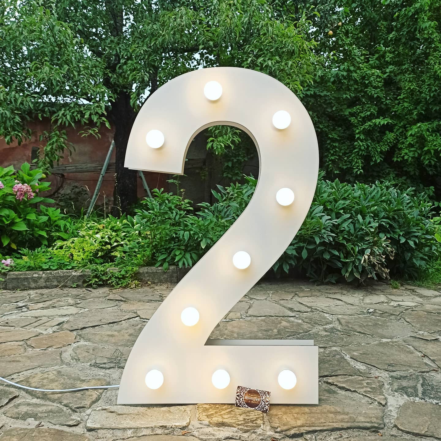 Number 20 Twenty birthday 1m (3.3ft) + LED Light Bulbs marquee numbers neon sign backdrop white decoration large giant big party props decor NHW20 - MakerUA
