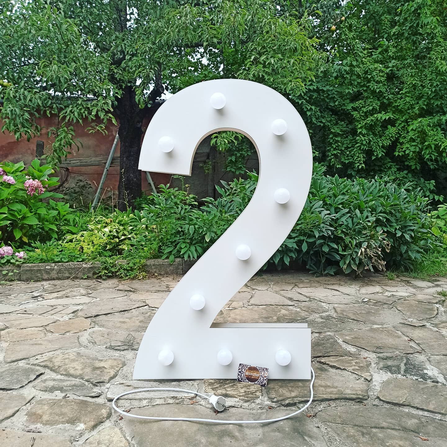 Number 20 Twenty birthday 1m (3.3ft) + LED Light Bulbs marquee numbers neon sign backdrop white decoration large giant big party props decor NHW20 - MakerUA