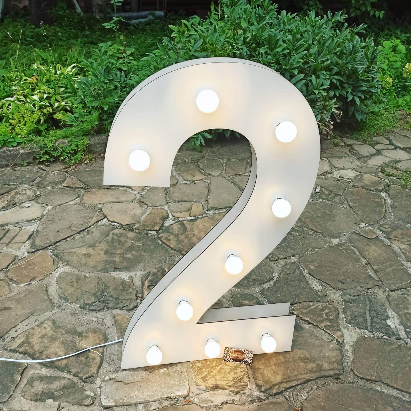 Number 2 Two 2nd birthday 1m (3.3ft) + LED Light Bulbs marquee numbers neon sign backdrop white decoration large giant big party props decor NHW2 - MakerUA