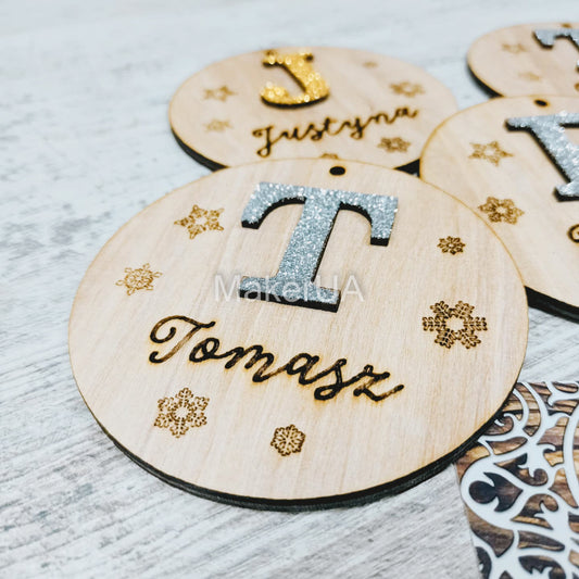 Personalized Christmas Ornaments Name Wooden Decorations Tree Hanging Kindergarten Gift Classmate Preschool Keepsake Teacher Student Decor Style F - MakerUA