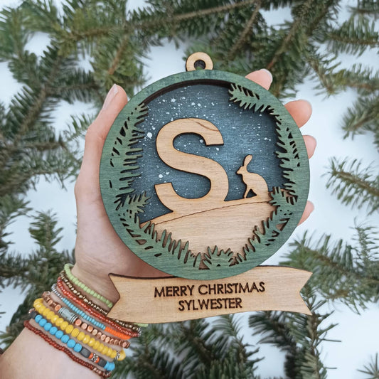 Personalized Christmas Ornaments Name Wooden Decorations Tree Hanging Kindergarten Gift Classmate Preschool Keepsake Teacher Student Decor Style M - MakerUA