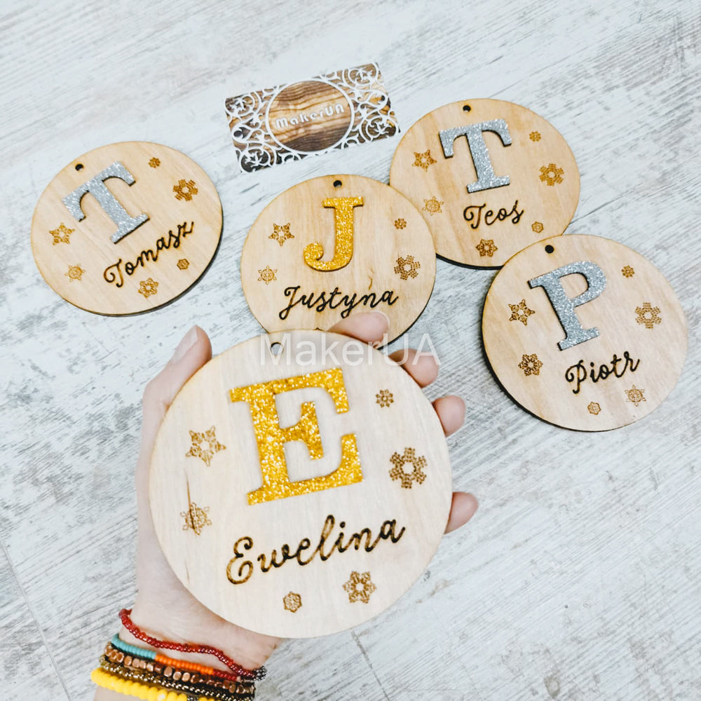 Personalized Christmas Ornaments Name Wooden Decorations Tree Hanging Kindergarten Gift Classmate Preschool Keepsake Teacher Student Decor Style E - MakerUA