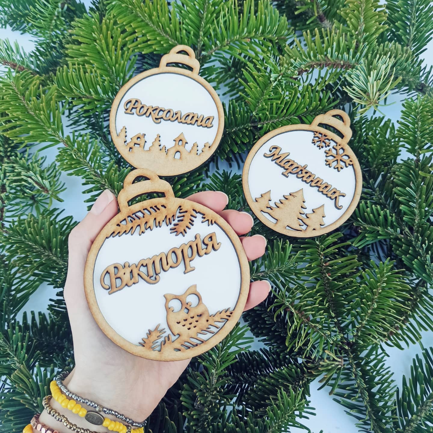 Personalized Christmas Ornaments Name Wooden Decorations Tree Hanging Kindergarten Gift Classmate Preschool Keepsake Teacher Student Decor Style N - MakerUA