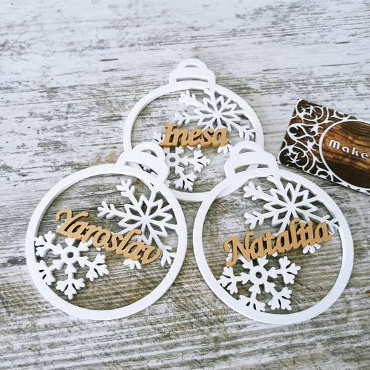 Personalized Christmas Ornaments Name Wooden Decorations Tree Hanging Kindergarten Gift Classmate Preschool Keepsake Teacher Student Decor Style P - MakerUA