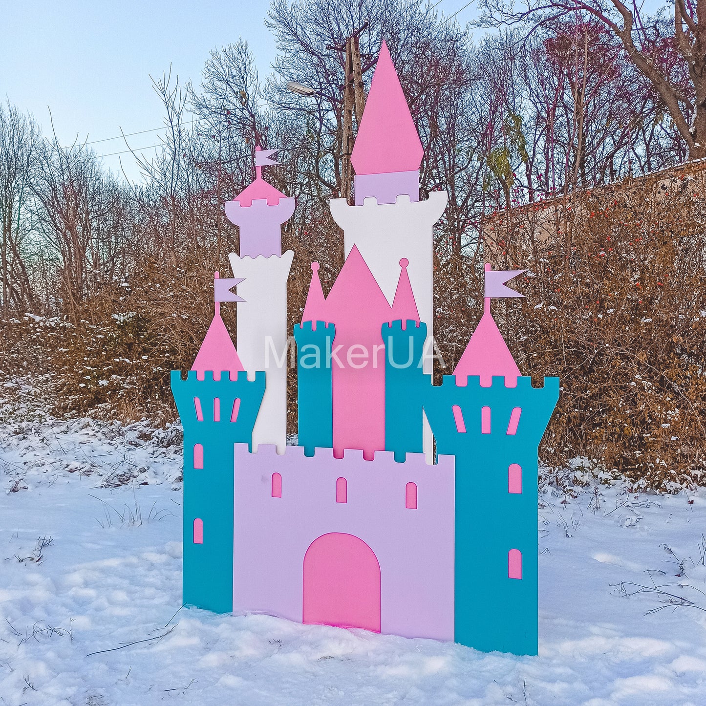 Princess Castle Backdrop Decorations girl birthday event party prop decor fairy tale sign table chair bed wall huge themed play room - MakerUA