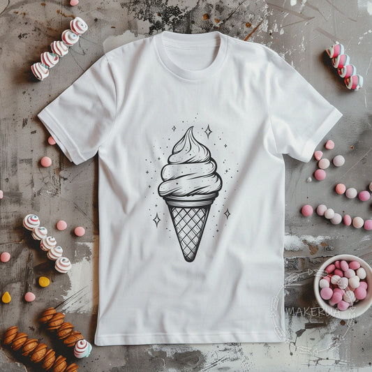 T-shirt ice cream sweet cake candy bar white cotton tee shirt print gift birthday - MakerUA