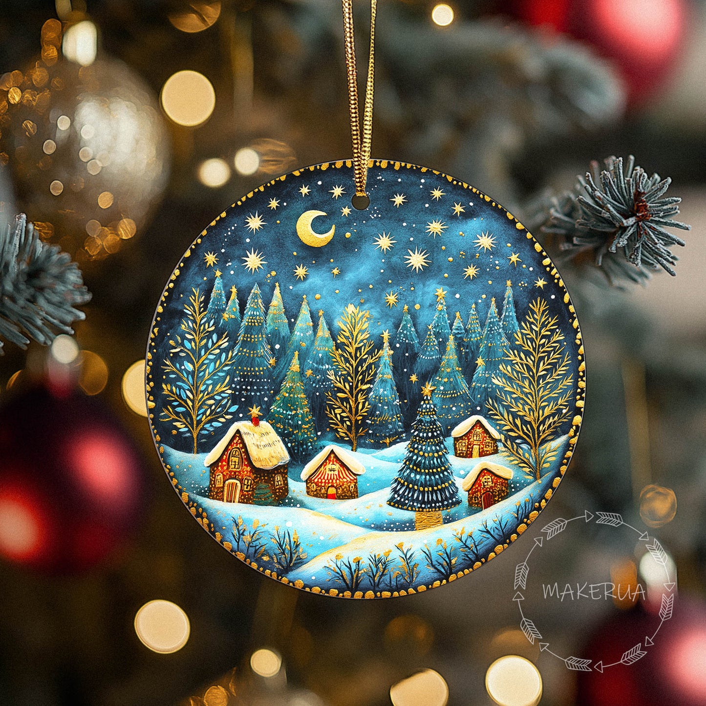 Christmas Ornaments Handmade Tree Decorations Wooden Glass Personalized Name Logo Nature UV Printed Painted Decor 02 - MakerUA