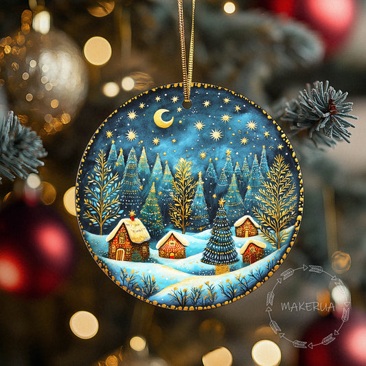 Christmas Ornaments Handmade Tree Decorations Wooden Glass Personalized Name Logo Nature UV Printed Painted Decor 02 - MakerUA
