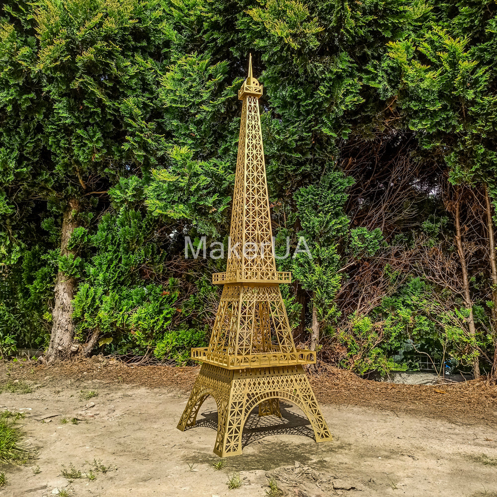 Gold Eiffel Tower 3D sculpture statue large huge life size wood wooden wedding birthday flower home decor golden arch backdrop Paris - MakerUA