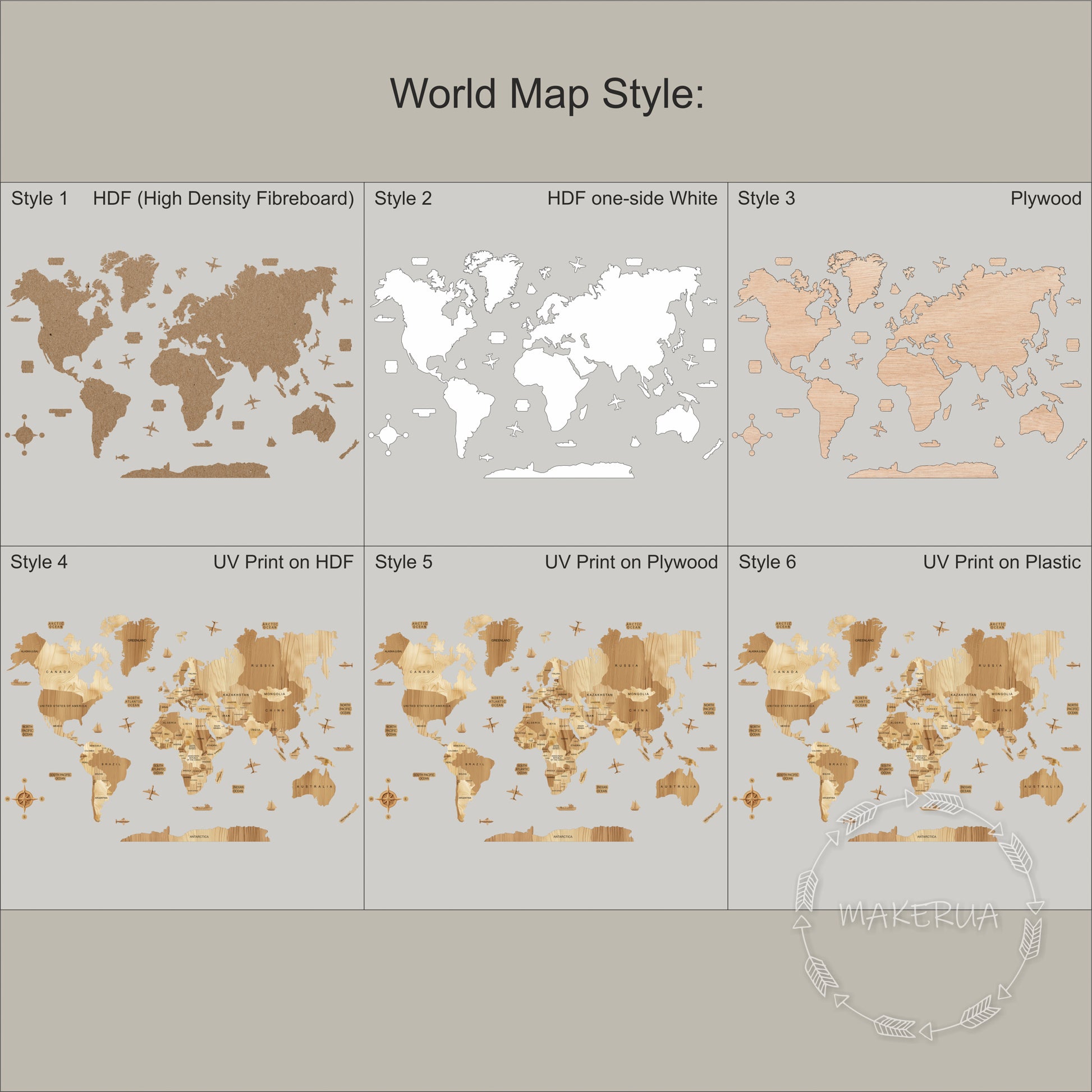 World Map Wooden Home Decor Gifr for Birthday Wedding Road Trip Travel Style Wall Decorations - MakerUA