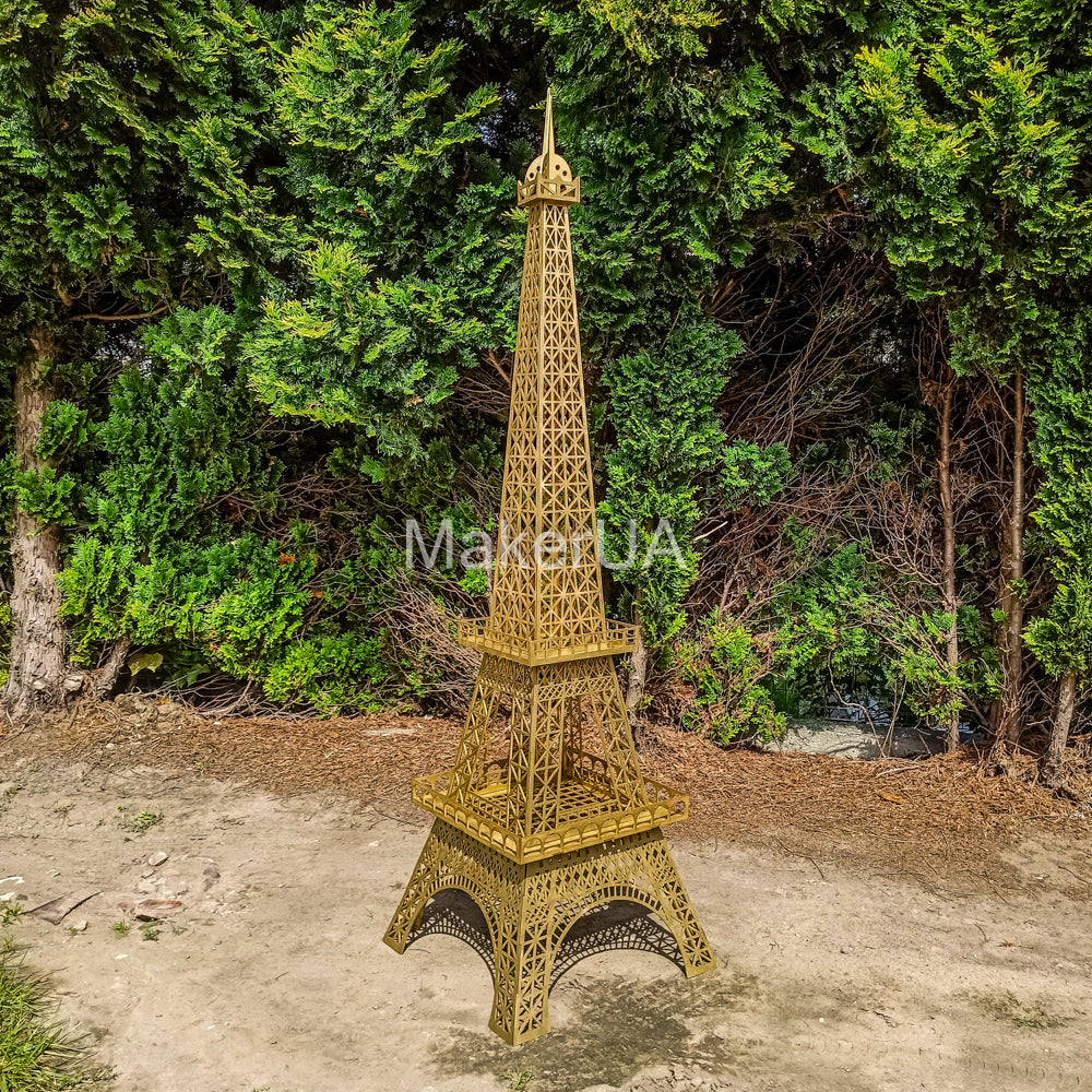 Gold Eiffel Tower 3D sculpture statue large huge life size wood wooden wedding birthday flower home decor golden arch backdrop Paris - MakerUA