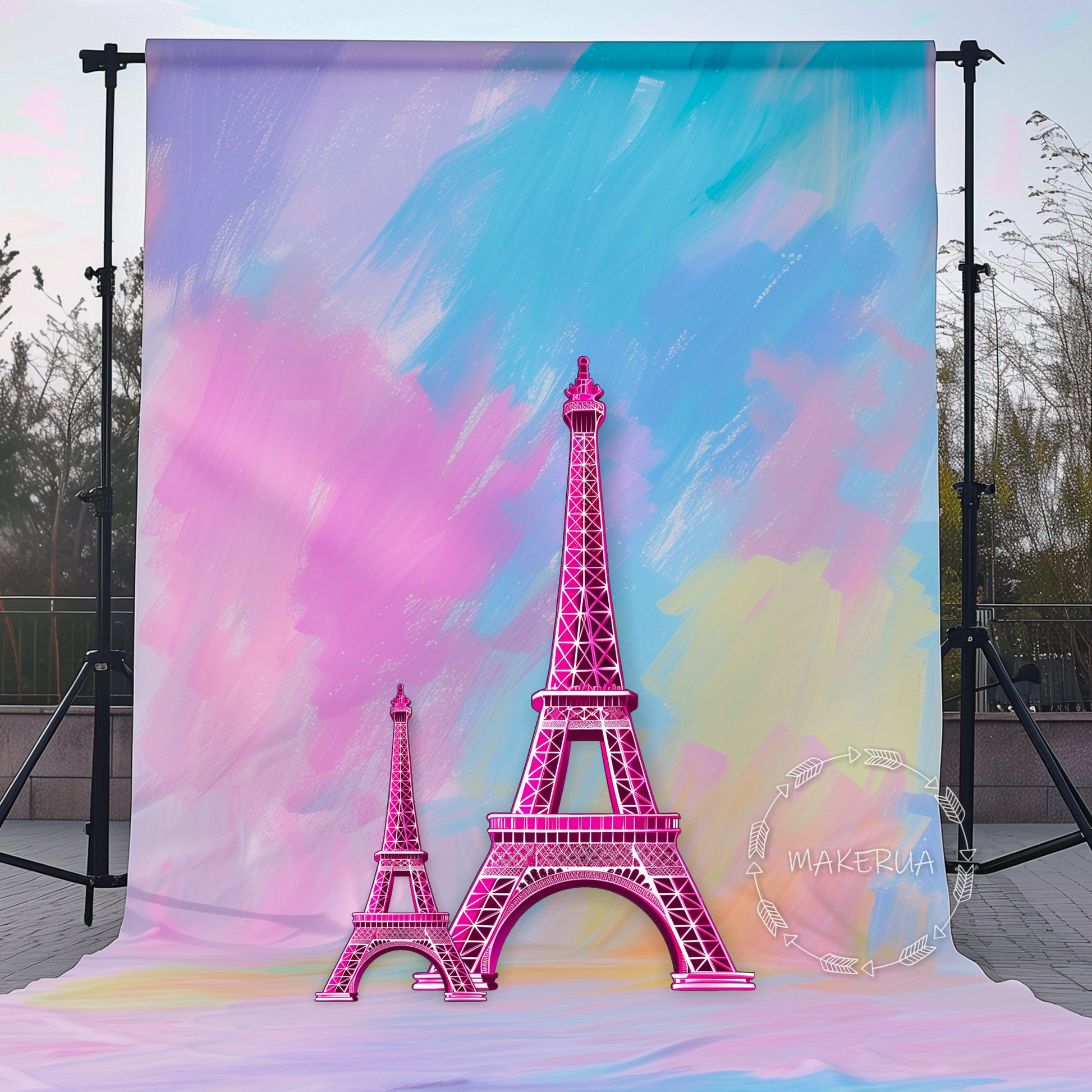 Pink Eiffel Tower for birthday wedding party decorations with uv print - MakerUA