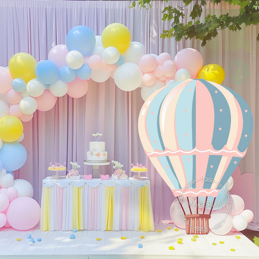 Hot air balloon backdrop for birthday wedding party decorations with uv print - MakerUA