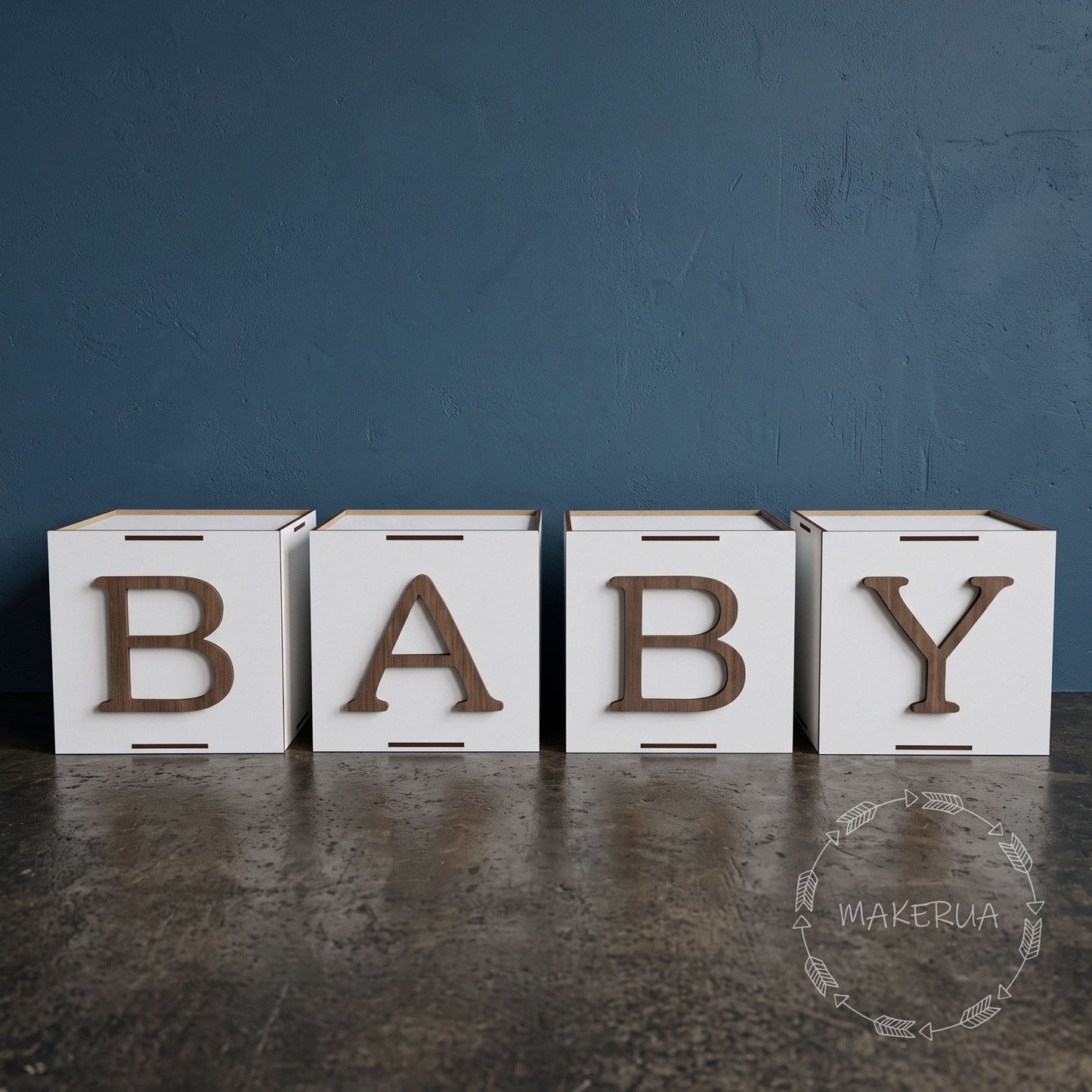 White Box with numbers letters 0-9 A-Z text baby name love Custom style 4
