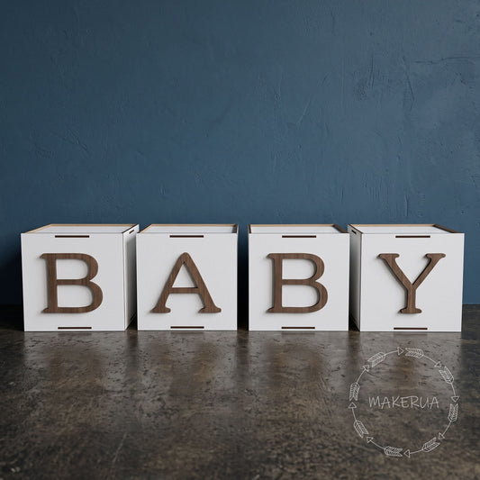 White Box with numbers letters 0-9 A-Z text baby name love Custom style 4 - MakerUA