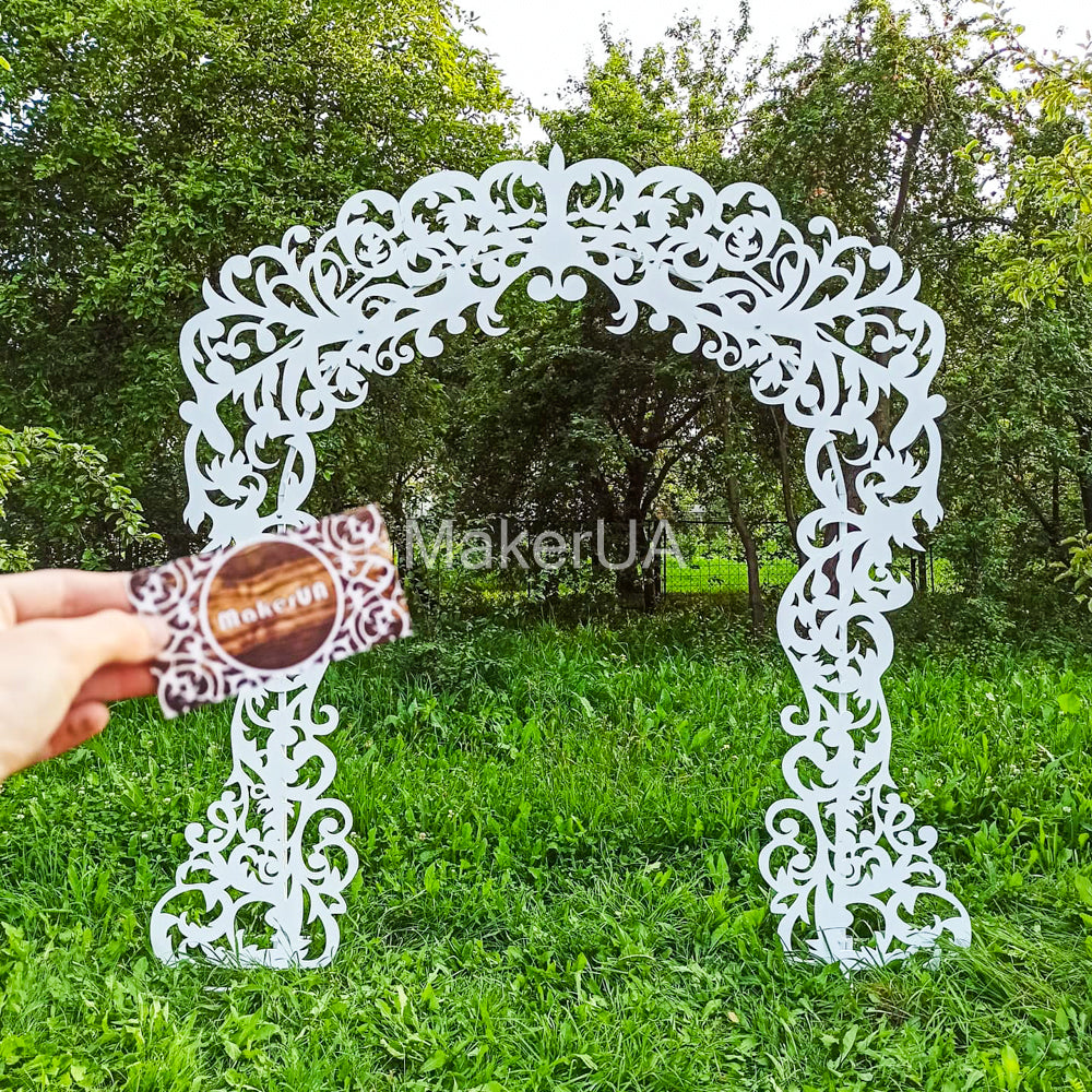 Arch for Wedding Ceremony Birthday Party White Arbor Openwork Lace Ornate Backdrop Decorations Decor Style 22 - MakerUA