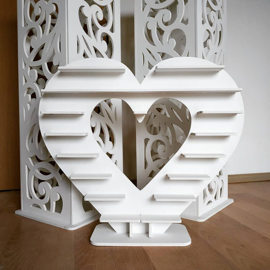 Heart shape candy bar sweet stand 01 cake parties birthday wedding table decorations buffet cart party delights cupcake tray white style treats decor - MakerUA