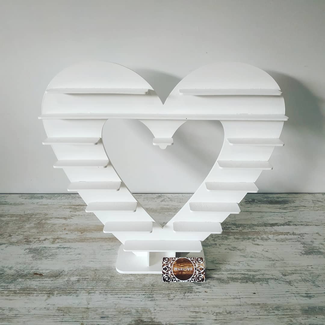 Heart shape candy bar sweet stand 01 cake parties birthday wedding table decorations buffet cart party delights cupcake tray white style treats decor - MakerUA