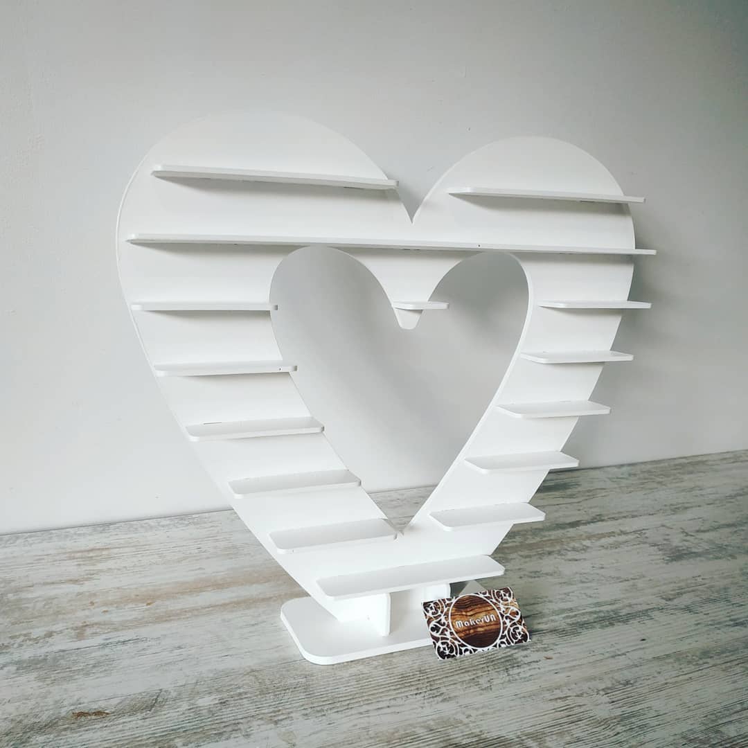 Heart shape candy bar sweet stand 01 cake parties birthday wedding table decorations buffet cart party delights cupcake tray white style treats decor - MakerUA