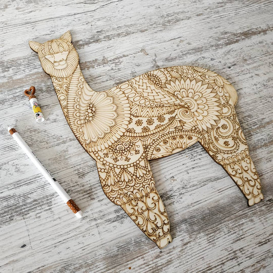 Craft shapes coloring lama alpaca creativity cutout diy unfinished unpainted ornaments needlework shaped eco natural plywood wood wooden plaques decorations decor - MakerUA