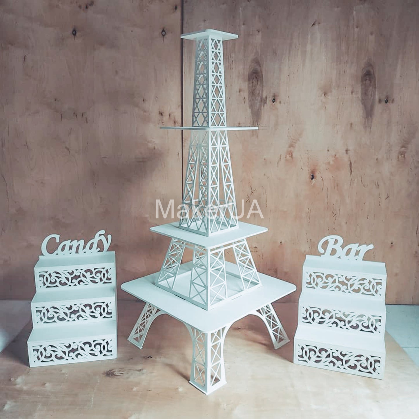 White Eiffel Tower Stand cake dessert cupcake flower display table buffet floral market sweet candy cart bar donut Ice cream party props birthday wedding decor - MakerUA