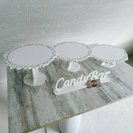 Round candy bar sweet stand cake party birthday white boho wedding table wooden wintage decorations buffet cart delights cupcake tray treats decor - MakerUA