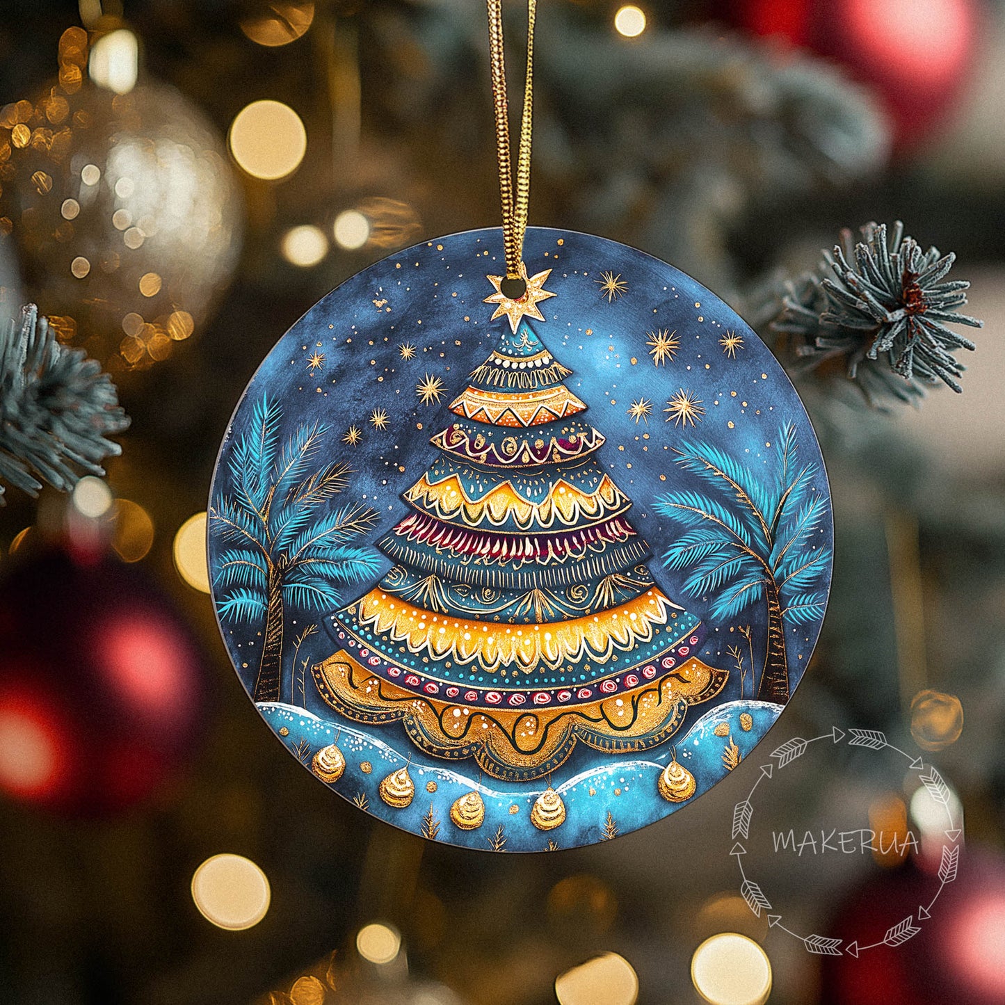 Christmas Ornaments Handmade Tree Decorations Wooden Glass Personalized Name Logo Nature UV Printed Painted Decor 09 - MakerUA