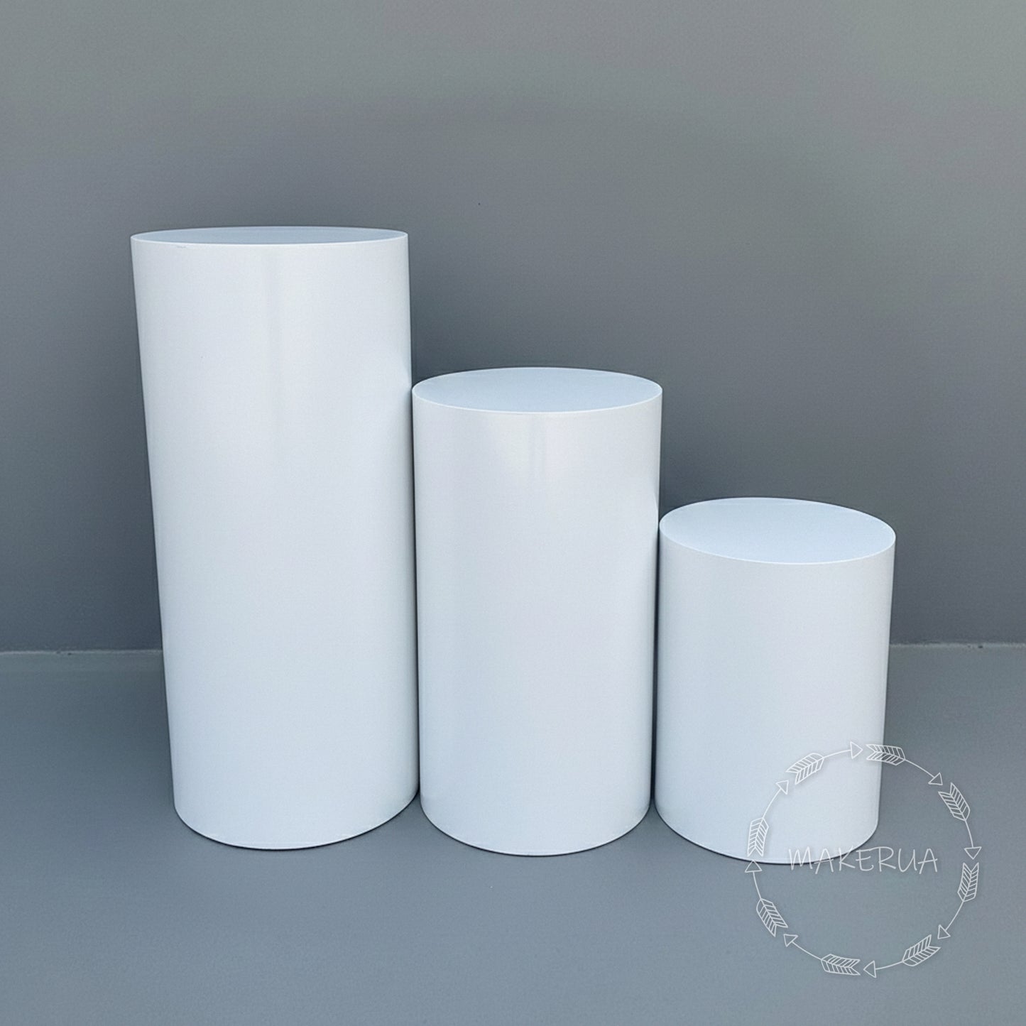 3pcs/set White Plinths stand column cylinder pedestal display pillar round table cake flower wedding birthday party - MakerUA